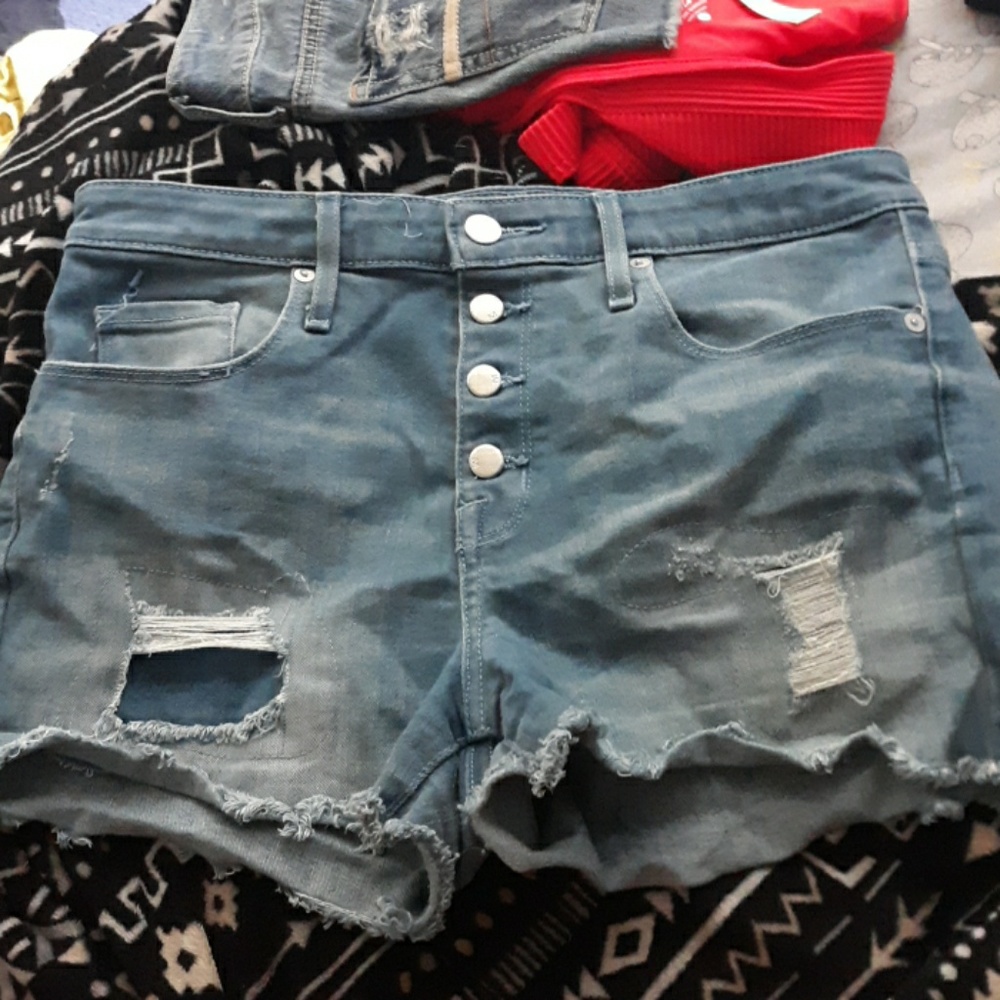 Blue denim shorts